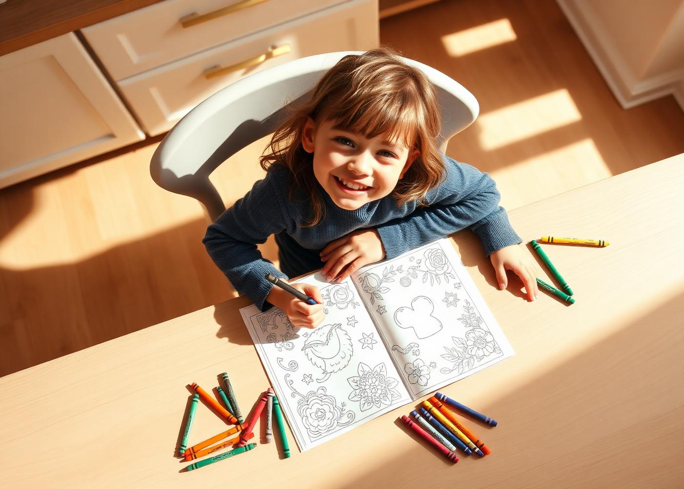 Illustrative parent and child coloring together